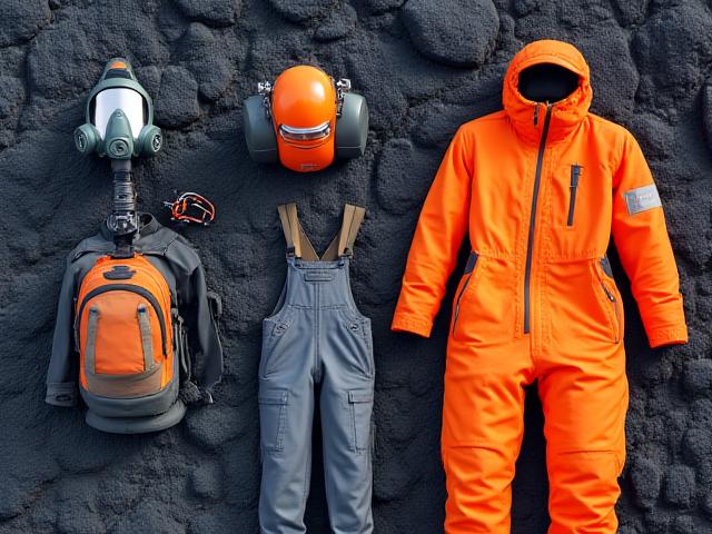 Expedition team checking gas masks and heat suits